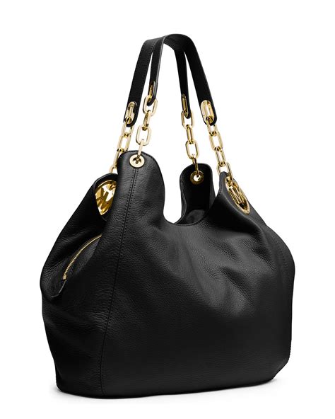 michael michael kors fulton lg shoulder tote black|Michael Kors shoulder bag.